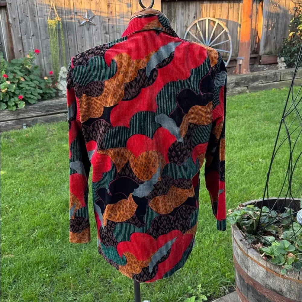 Vtg 80's Fancy of California Abstract Ribbed Blazer Retro Textured Jacket Sz S